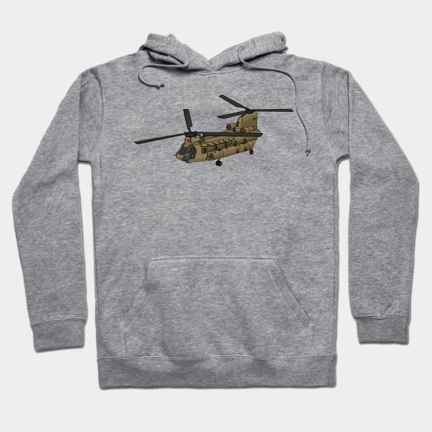 Chinook military helicopter illustration Hoodie by Cartoons of fun